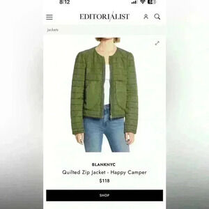 Blank NYC Green Quilted Puffer Coat